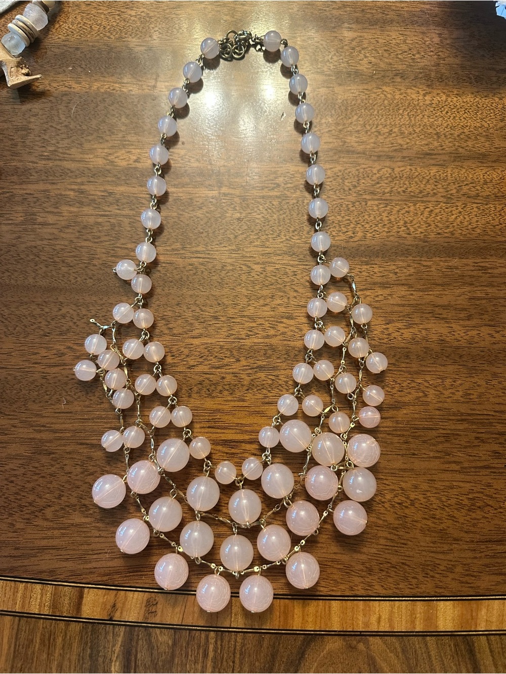 J Crew Blush Pink Bauble beaded chandelier necklace